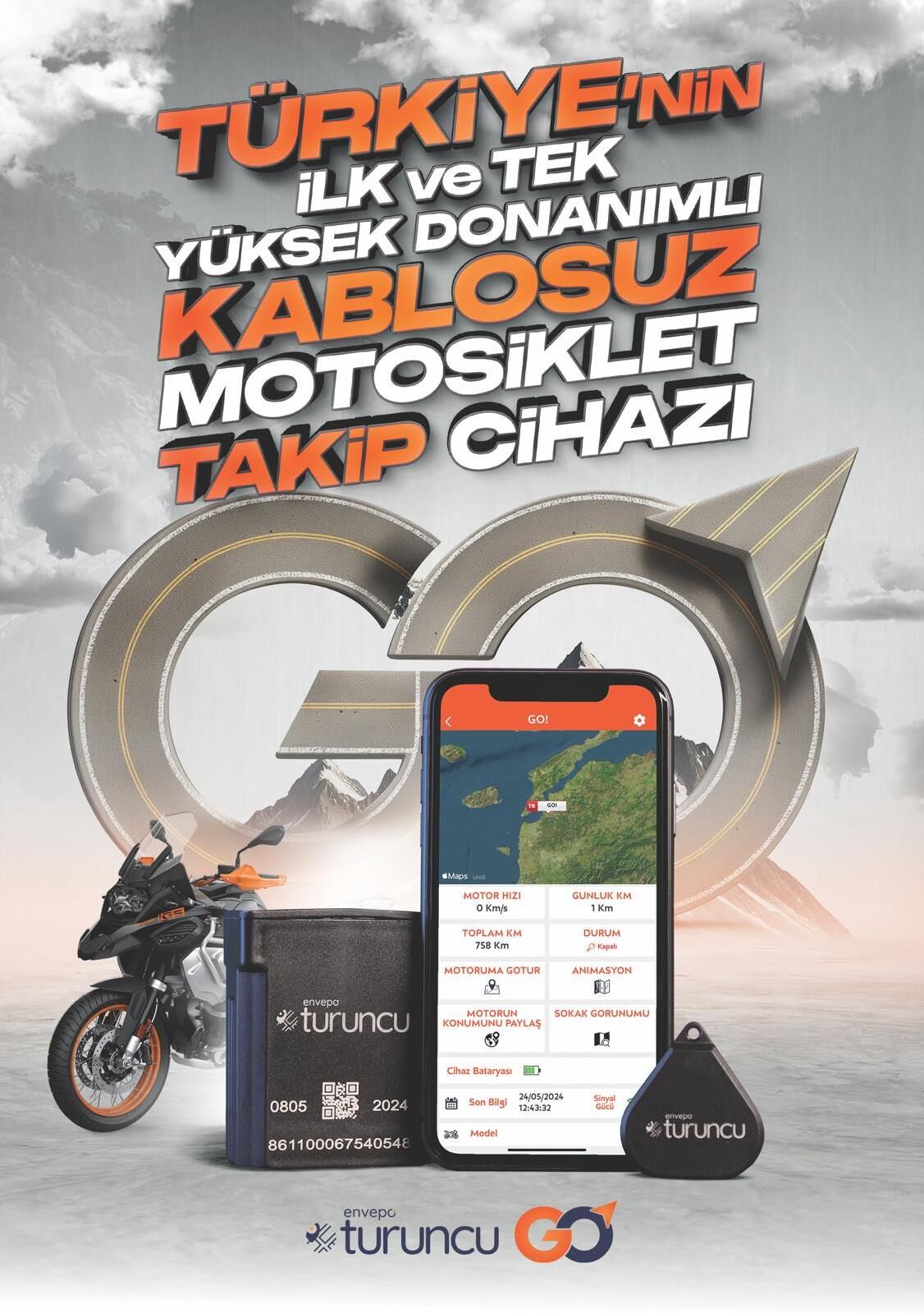 KABLOSUZ TURUNCU MOTOSİKLET TAKİP CİHAZI 12 Aylık