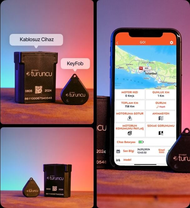 KABLOSUZ TURUNCU MOTOSİKLET TAKİP CİHAZI 12 Aylık